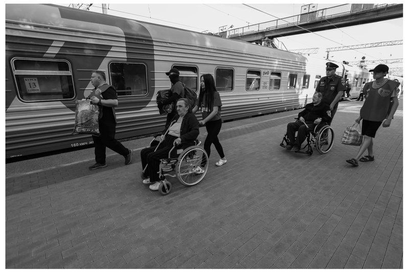 Evacuation measures for elderly people, disabled individuals, and refugees from border regions of the Kursk Oblast to other regions of Russia via a dedicated train.