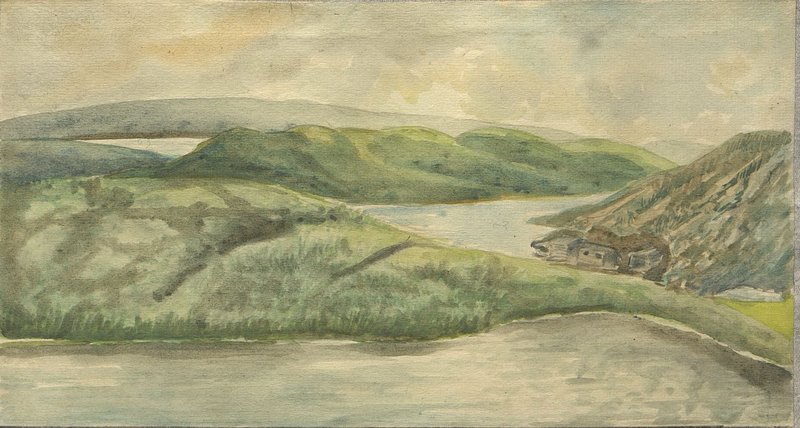 Image: View of the heights "Worm" (left) and "Eye" (right) (district of the 3rd rifle battalion)