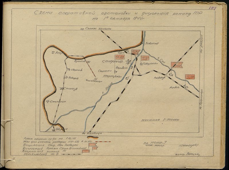 Original image: Scheme of the operational situation and the deployment of commands of a tank company