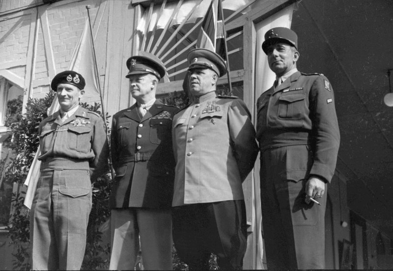 Field Marshal B. Montgomery, Marshals of the Soviet Union G. Zhukov, K. Rokossovsky, General of Amy V. Sokolovsky