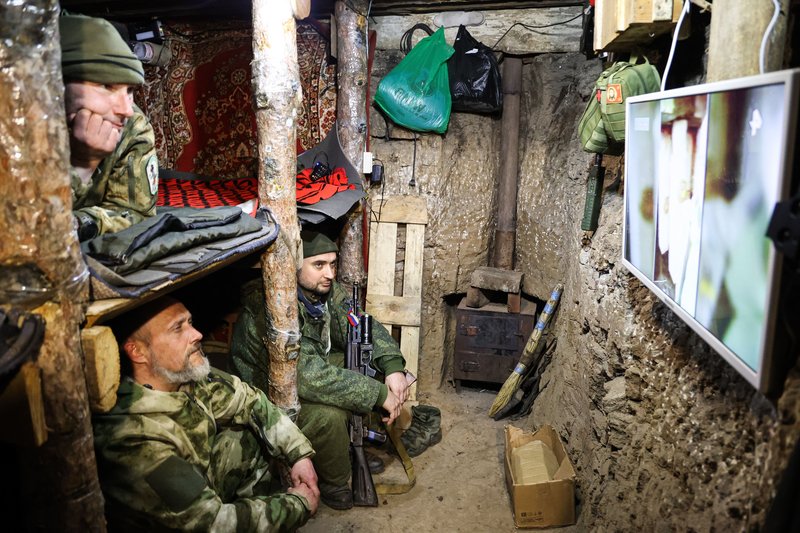 Operation of volunteer battalion named after Andrew the First-called in Zaporozhye region. Russia. Zaporozhye region. Servicemen resting in dugout