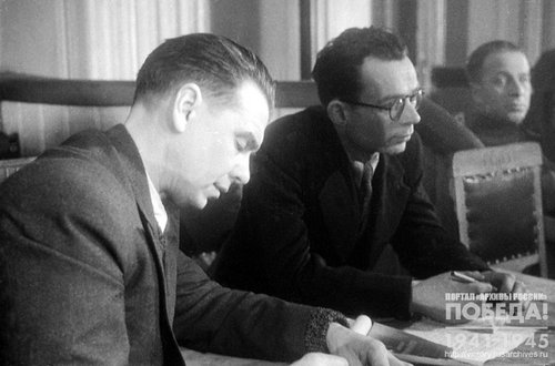 Писатель Л.Леонов на одном из заседаний Харьковского судебного процесса над немецкими военными преступниками