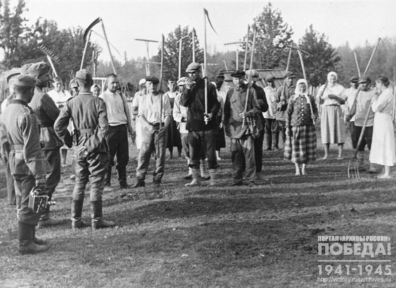 Residents of a village heading for field works