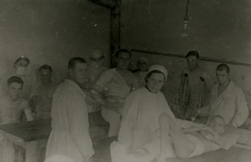 Dressings room of the reception and sorting department of the evacuation hospital No. 3659