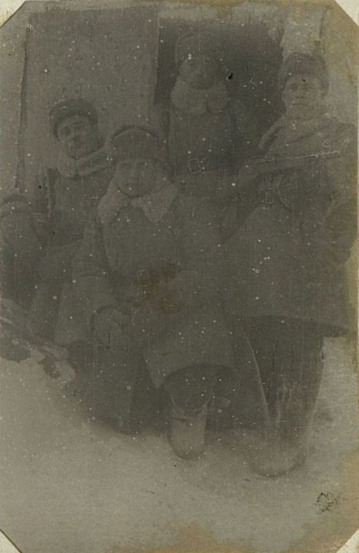 Image: Division Command. Standing: Gursky, Volkov. Sitting: Zaitsev, Frozen. November 1941