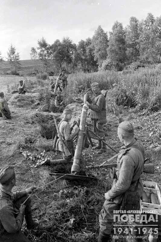 Soviet mortars are firing at a cluster of enemy infantry