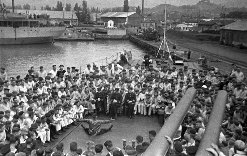 Amateur talent performance on Soviet cruiser Krasny Krym
