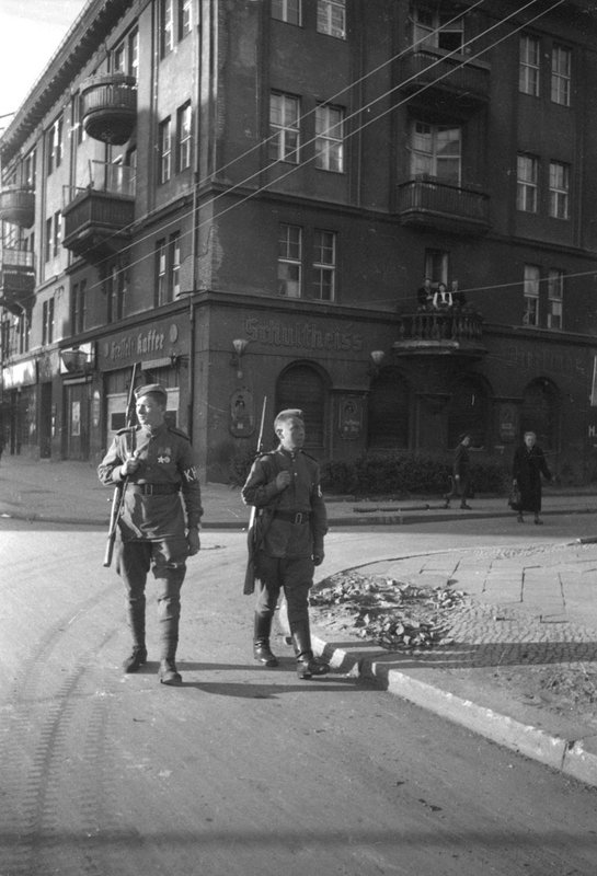 Military patrol on a street of Berlin