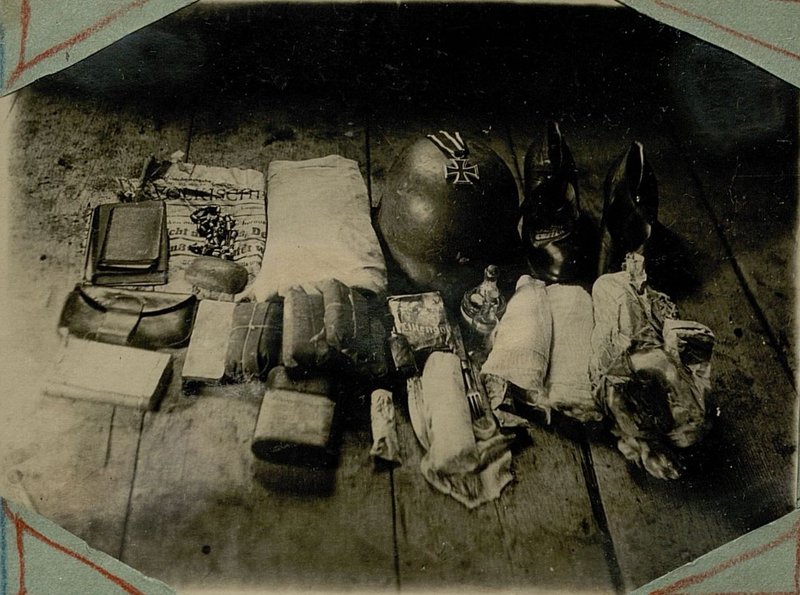 Image: Things plundered from the population, found in the knapsack of the German orderly Gut, taken prisoner in battles near the village of Opeckoye on 10/9/1941