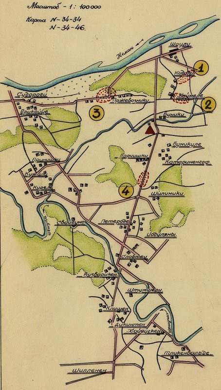 Image: Diagram of enemy minefields, cleared of mines by the 28th separate pontoon-bridge brigade