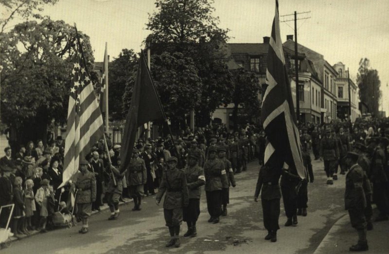 Victory Parade on the street of a Norwegian town