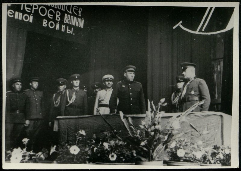 Original image: Colonel General Comrade Byuryuzov presents orders of the Soviet Union to Bulgarian generals and officers