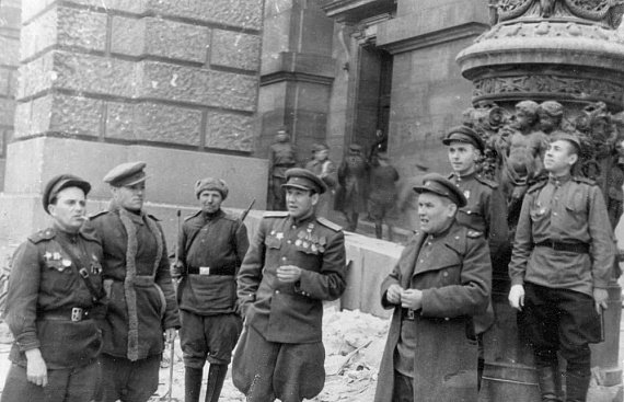 At the Reichstag. Berlin, May 1945
