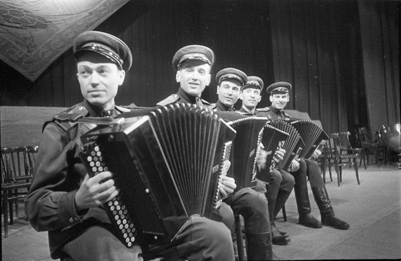 Group of accordionist of the Red Banner ensemble of the Red Army song and dance of the Soviet Union (Finland)