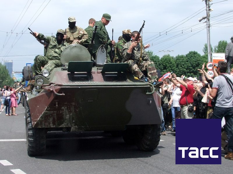 Rally against holding the Ukrainian presidential election in Donetsk