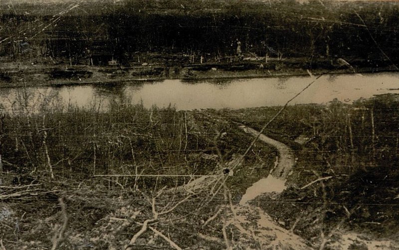 Image: The Kama-Yoki river, forced by the 89th separate tank regiment (OTP) and the 339th guards heavy self-propelled artillery regiment (TSAP) in the area of square 0420
