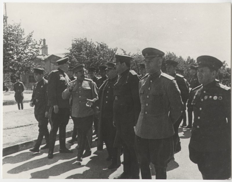 S. M. Budyonny and K. E. Voroshilov in the Central Park of Culture and Leisure.
