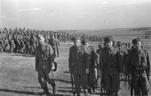 Рота 1-й отдельной Чехословацкой бригады направляется на учения (Украина)