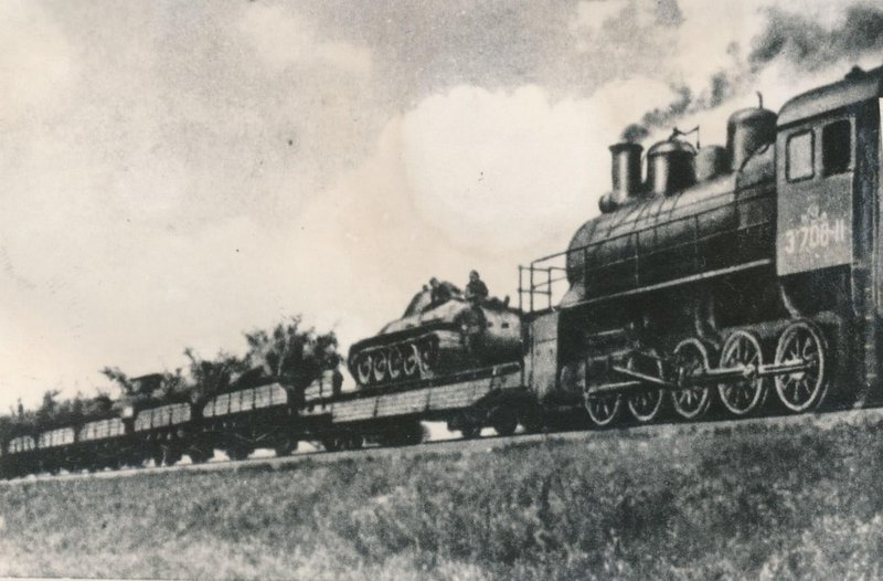 Railway echelon with tanks in the Kursk region