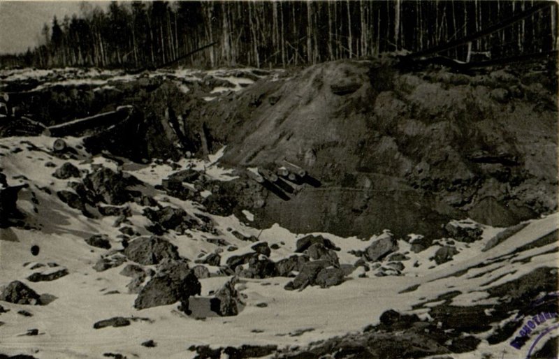 Image: Destroyed German bunker in a railway embankment
