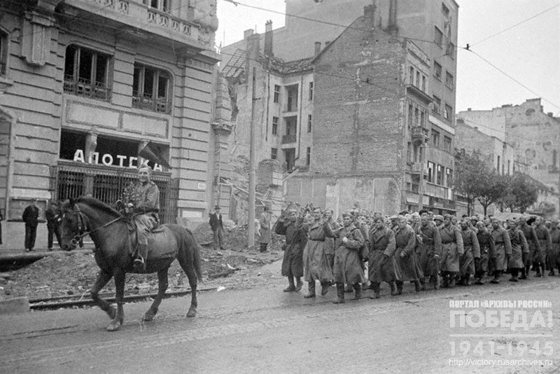 The Red Army troops entering Belgrade