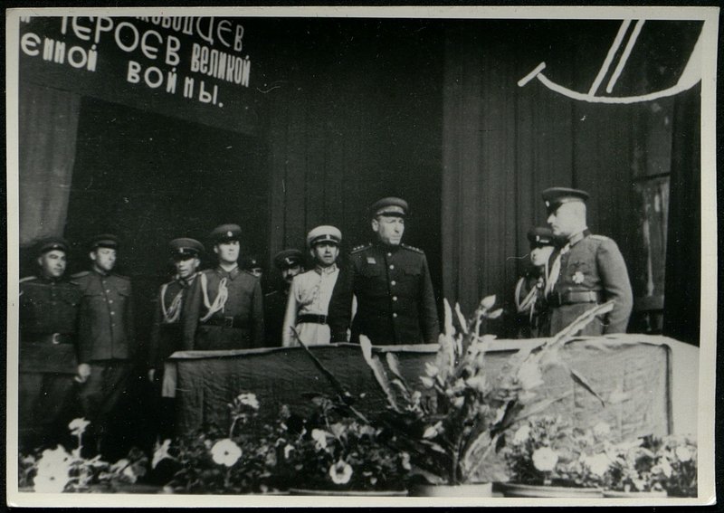 Original image: Colonel General Comrade Byuryuzov presents orders of the Soviet Union to Bulgarian generals and officers