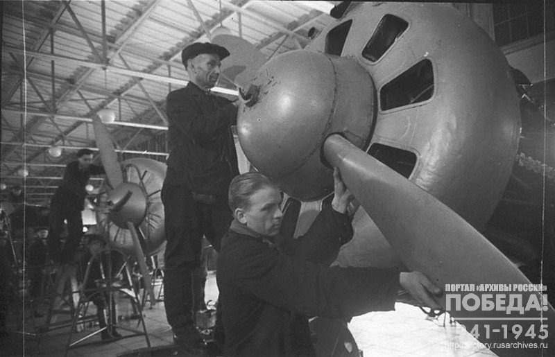 Assembly of combat aircraft in the workshop  one of the defense plants
