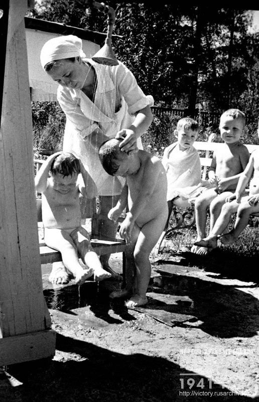 Children of the nursery №233 of the Vyborg district taking shower