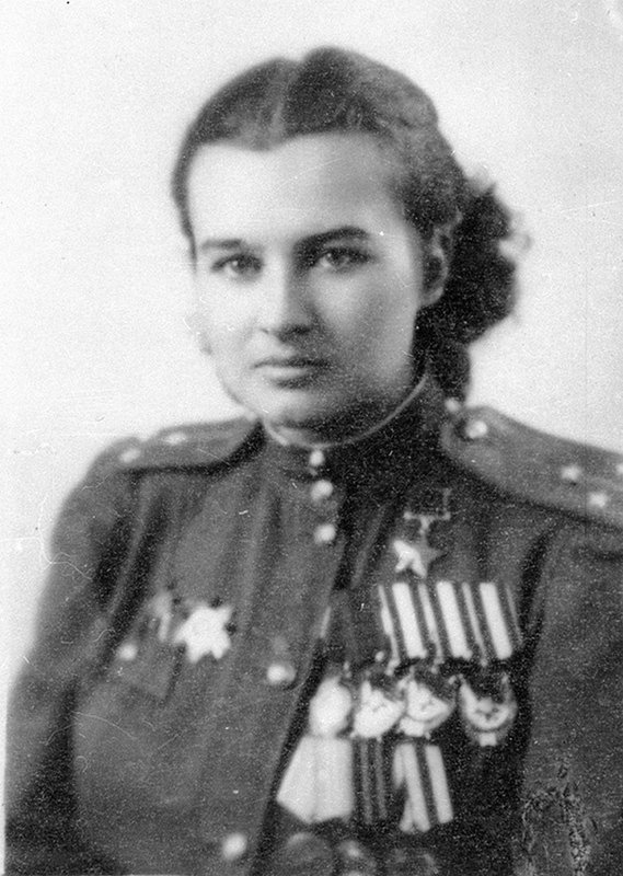 Portrait of Natalya Meklin, a pilot of the all-female 46th Taman Guards Night Bomber Aviation Regiment awarded the Hero of the Soviet Union title
