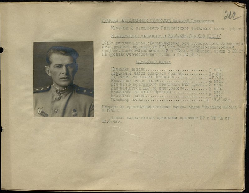 Original image: Guards Lieutenant Colonel Strekalov Nikolai Dmitrievich. Commander of the 3rd Separate Guards Tank Regiment Breakthrough