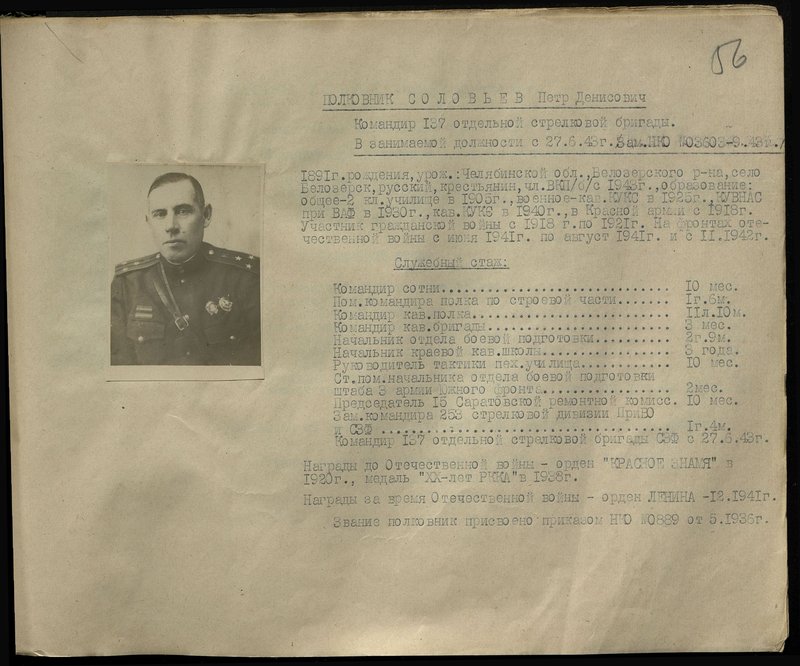 Оригинальный образ: Полковник Соловьев Петр Денисович. Командир 137 отдельной стрелковой бригады