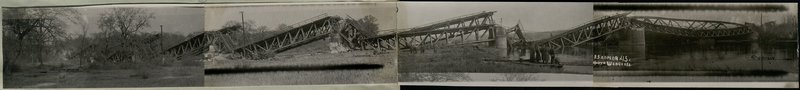 Фотография: Общий вид разрушенного моста через реку Одер у г. Франкфурт железнодорожной участка Франкфурт-Феллен