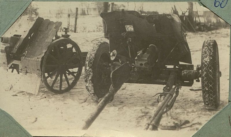 Image: German anti-tank guns taken by part of Comrade Fingerov in the battle with Gubino