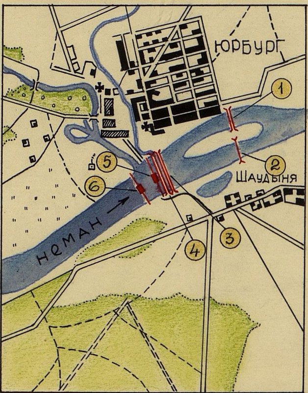 Image: Diagram of the device for crossings across the Neman River in the area of the city of Yurburg