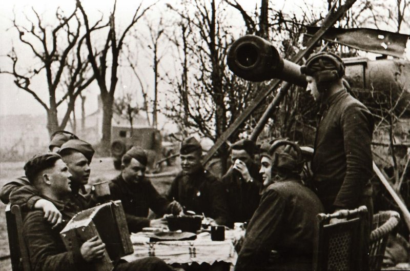 The war is over. Tankmen rest