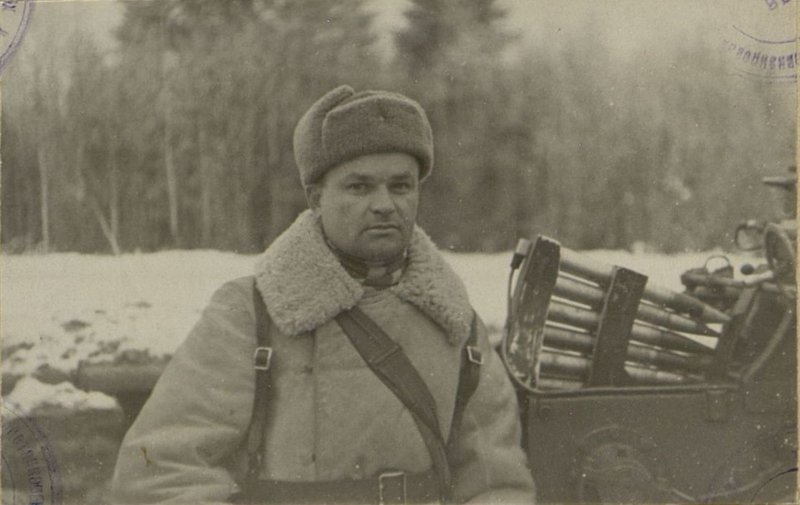 Image: Commissioner of the 16th separate anti-aircraft artillery battalion. Senior Political Officer T.E. Gorodny