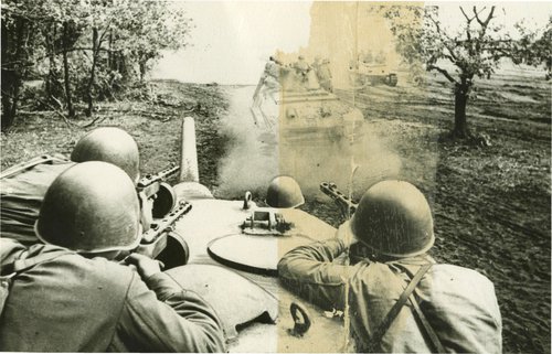 Штурмовая группа 18-го танкового корпуса ведет бой за рощу «Фигурная» на северо-западе г. Воронежа