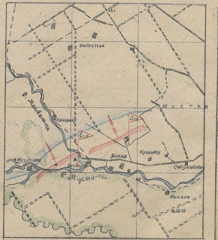 Image: The layout of the combat formations of the 192 guards rifle regiment by 18.00 11.02.44