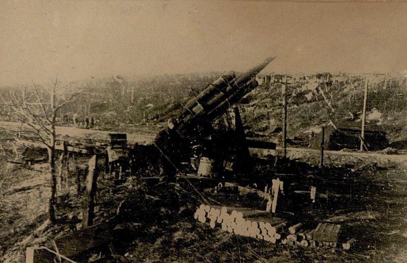 Image: An enemy anti-aircraft gun that fired at our tanks and was destroyed by tanks in the area of square 1628