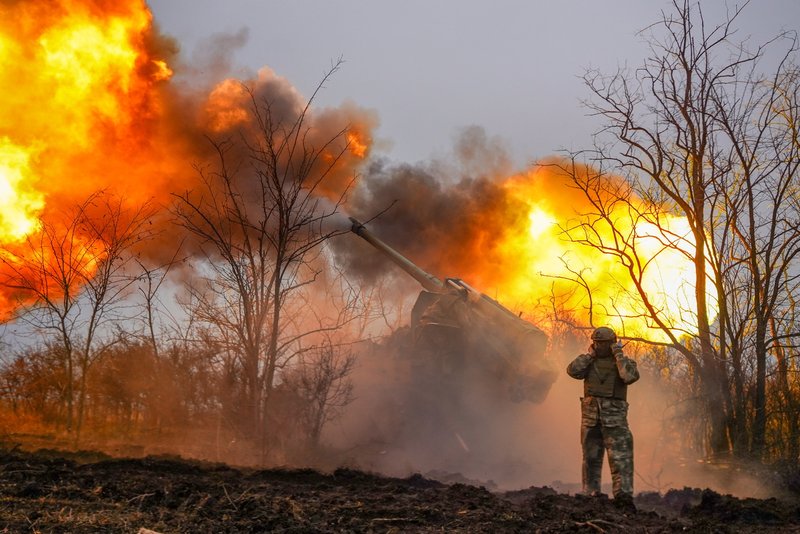 Artillery installation "Giatsint" in SVO Zone (Russia, Zaporozhye Region)