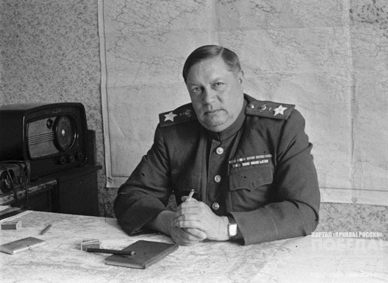 3rd Ukrainian Front Commander,  Soviet Union Marshal F.I. Tolbukhin at his desk