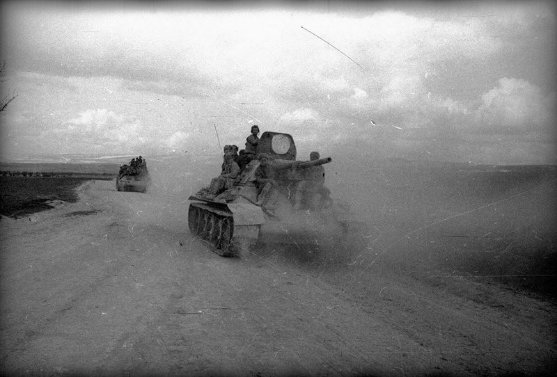Soviet tanks on the march. Krasnodar region