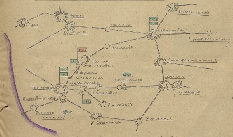 Image: Scheme of the operational position and deployment of units of the 7th railway brigade