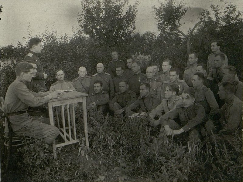 Image: Party meeting. Report of the unit commander, Major Lantsov