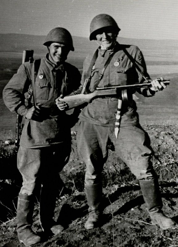 Guard Red Army soldiers, reconnaissance scouts of the 9th Infantry Brigade K.A. Kaditch and Yu. G. Dolubekov