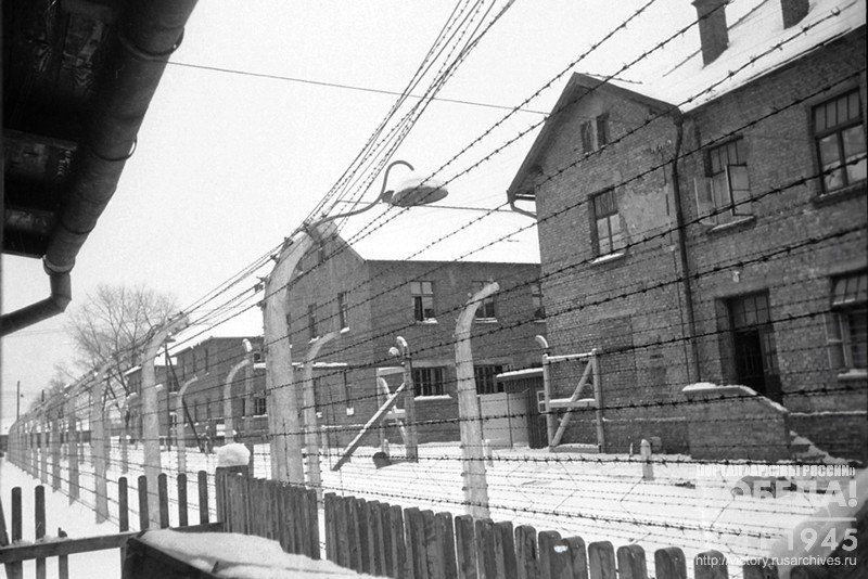 Вид корпусов (блоков) в концентрационном лагере Аушвиц-Беркенау