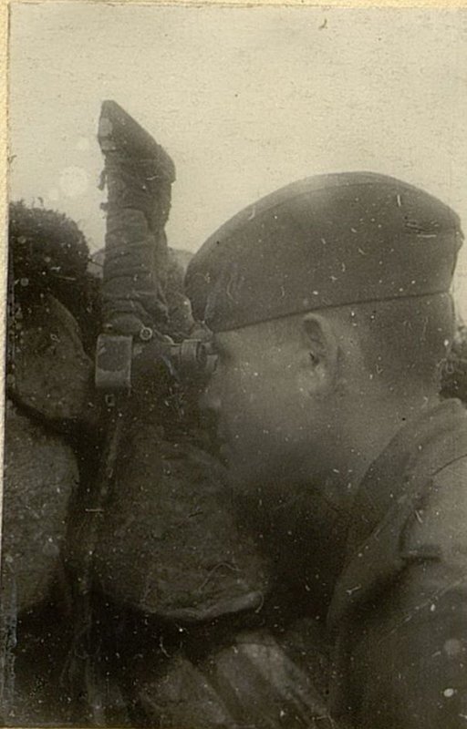 Image: Guard Observer Sergeant G.L. Ananiev conducts observation at the height "Eagle's Nest"