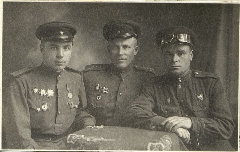 Image: From left to right: 1. Commander of the 1st battalion of the Guards Major Stalin M.A. 2. Chief of Staff of the 1st Division of the Guard Captain I.I. 3. Deputy Commander of the 1st division for the political part of the Guard Major A.M. Nevmerzhitsky