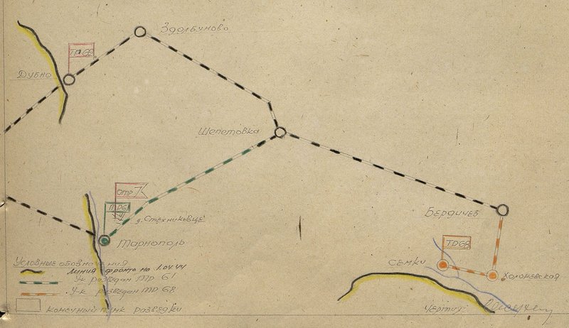 Image: Scheme of railway sections explored by the technical intelligence of the 7th railway brigade
