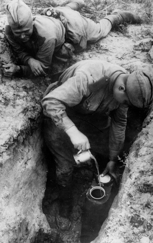 Search for water by engineering reconnaissance unit of the 52nd Rifle Division during a march across the Gobi Desert